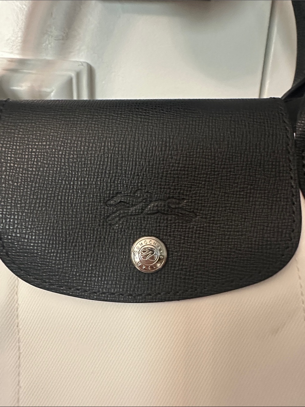 Longchamp Le Pliage Energy White Top Handle Bag with Black Leather Trim - Picture 3 of 8